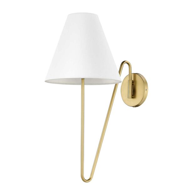 Kennedy Brushed Champagne Bronze with Ivory Linen One-Light Swing Arm Sconce, image 1